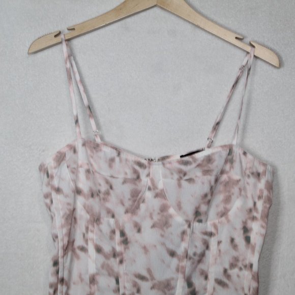 Pretty Little Thing women light pink tie dye print structured corset top size 10 - Picture 4 of 11